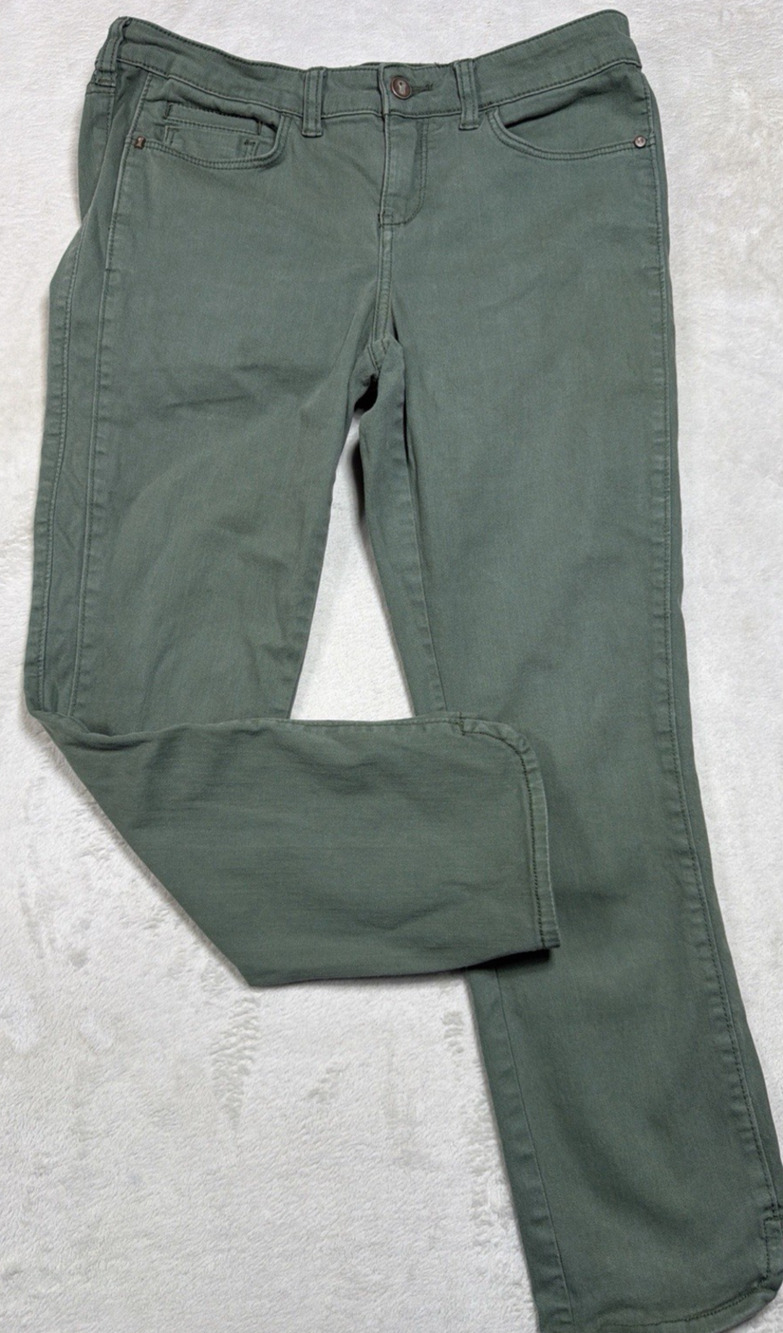 Pilcro Anthropologie Stet Green Pants Sz 29 Ankle Hem Utility Chic Boho Casual